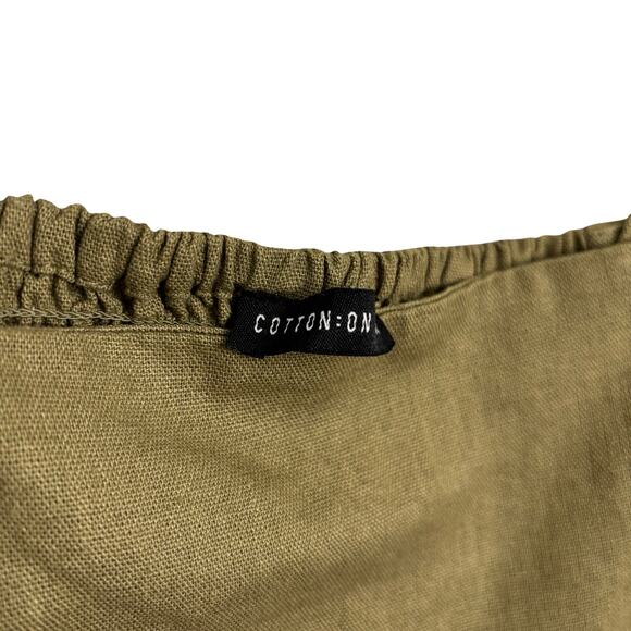 Cotton On Olive Green Linen-Blend Mini Dress A-Line Sundress Size XS - Picture 4 of 7